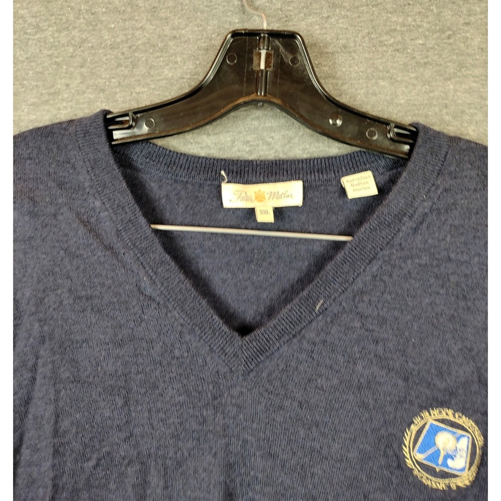 Peter Millar Mens Sweater 2XL Blue 100% Merino Wool Bob Hope Chrysler Classic